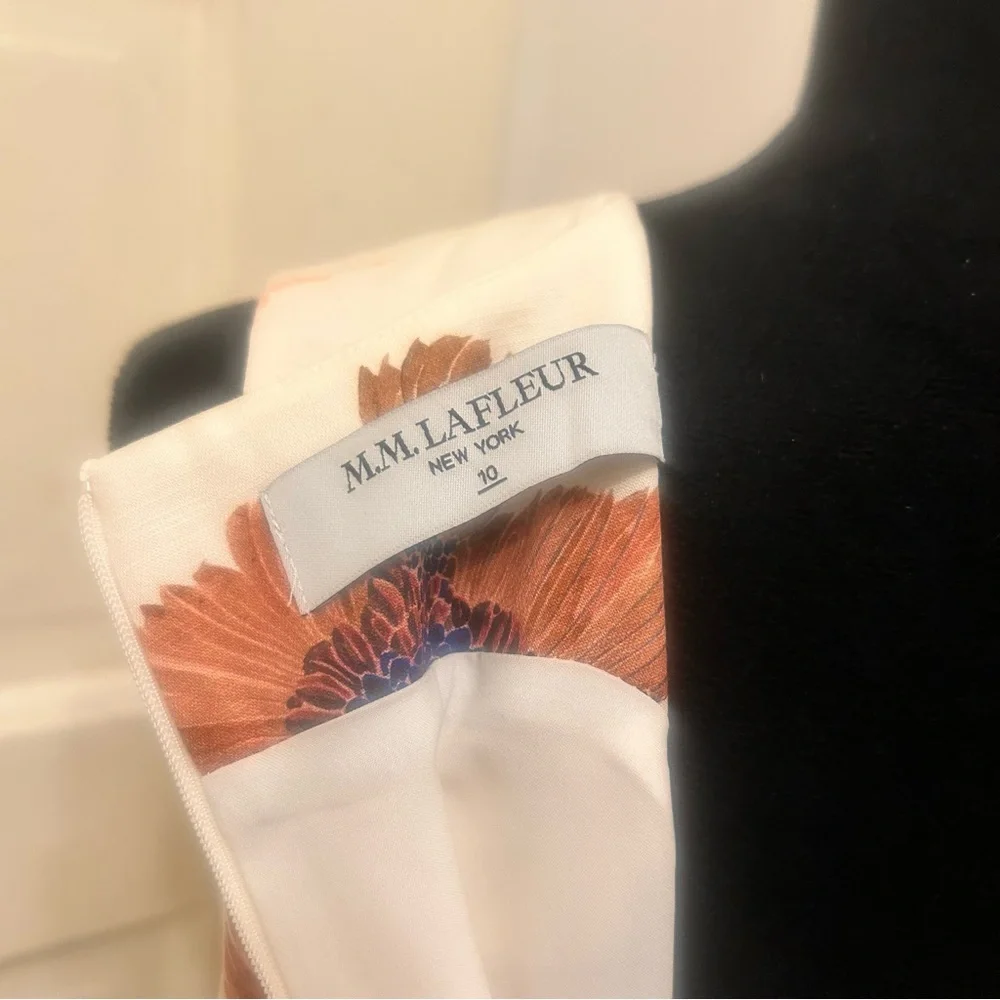 MM LaFleur Cream Midi Dress with Bird Print Resort Coastal Nature Sleeveless - Picture 8 of 11